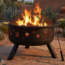 Sunnydaze Cosmic 30" Outdoor Fire Pit with Grill Grate & Spark Screen