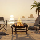 Sunnydaze Steel Elevated Outdoor Fire Pit Bowl with Spark Screen - 29"