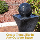 Sunnydaze Black Ball Solar Water Fountain with Battery Backup - 32" H