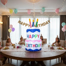 Sunnydaze Happy Birthday Cake Inflatable Outdoor Decoration - 4'