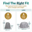 What would you like me to do with this infographic—review the layout and wording, improve the text, or redesign it while keeping the same product dimensions and weights?