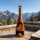 Sunnydaze 71" H Steel Outdoor Chiminea Fire Pit with Built-In Log Holder
