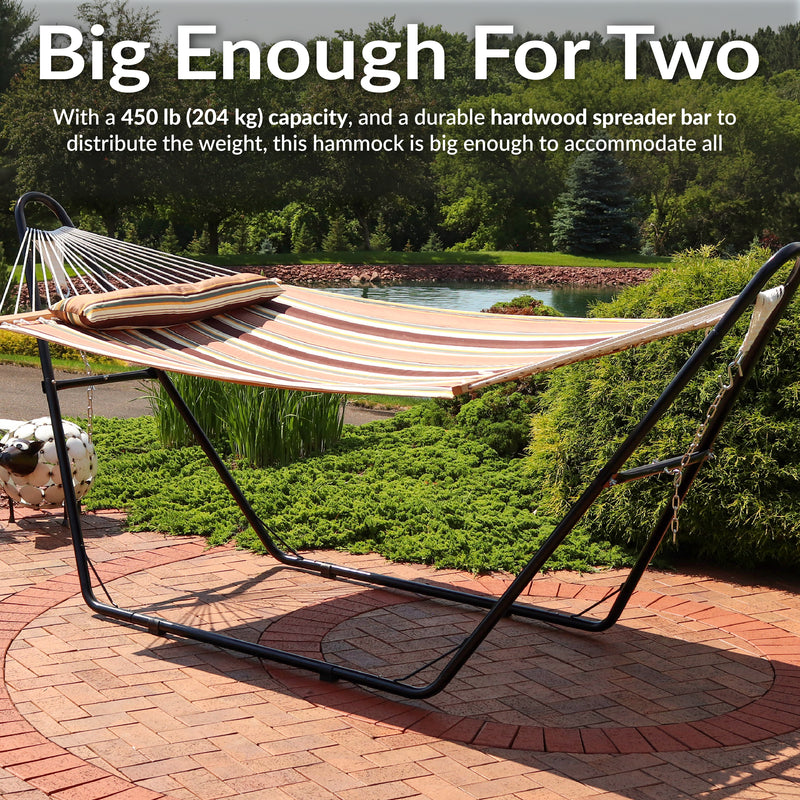 Sunnydaze Quilted 2-Person Hammock with Multi-Use Universal Stand