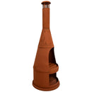 Sunnydaze 71" H Steel Outdoor Chiminea Fire Pit with Built-In Log Holder