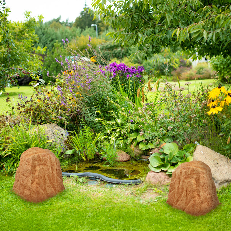 Sunnydaze Polyresin Landscape Rock Cover with Stakes