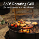 Sunnydaze 36" Metal Campfire Ring with Rotating Detachable Cooking Grate - Steel