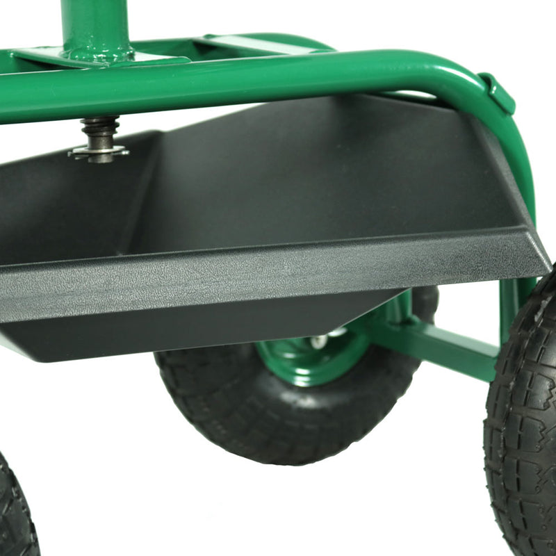 Sunnydaze Rolling Garden Cart with 360-Degree Swivel Seat and Tray