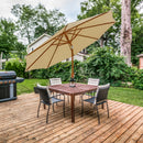 Sunnydaze 8.5 ft Solar Patio Umbrella with Faux Woodgrain Finish