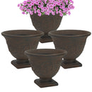 Sunnydaze Darcy Polyresin Outdoor Pedestal Planter Urn - 16"