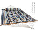 Sunnydaze Quilted Fabric Double Hammock with Pillow & Spreader Bars - Ocean Isle
