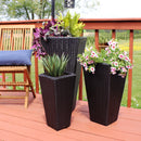 Sunnydaze Polyrattan Square Tall Wicker Planters - Set of 3