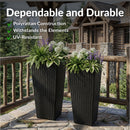 Sunnydaze Polyrattan Square Tall Wicker Planter