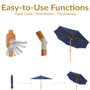 Sunnydaze 8.5 ft Outdoor Patio Umbrella - Faux Woodgrain Finish