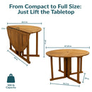 Sunnydaze Malaysian Hardwood Folding Gateleg Patio Round Dining Table