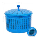 Sunnydaze Embossed Metal Garden Hose Holder Pot with Lid