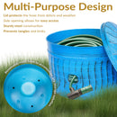 Sunnydaze Embossed Metal Garden Hose Holder Pot with Lid