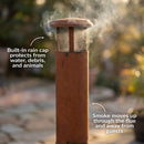 Sunnydaze 71" H Steel Outdoor Chiminea Fire Pit with Built-In Log Holder