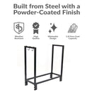 Sunnydaze Steel Firewood Log Rack with Cover - Black - 30"
