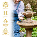 Sunnydaze 2-Tier Pineapple Solar Fountain with Battery Backup - 46" H