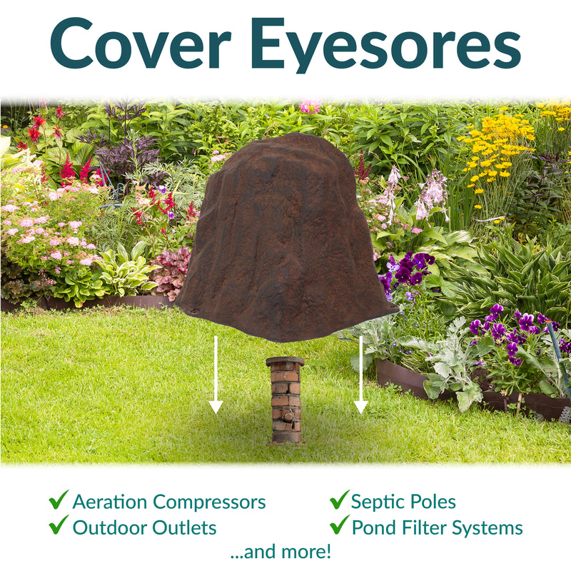 Sunnydaze Polyresin Landscape Rock Cover with Stakes