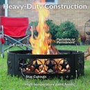 Sunnydaze 36" Four-Star Heavy-Duty Metal Campfire Ring - Black
