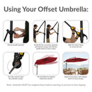Sunnydaze 10 ft Offset Patio Umbrella with Base and Sandbag Weight
