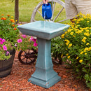 Sunnydaze Simply Square Modern Reinforced Concrete Bird Bath - 23"