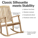 Sunnydaze Outdoor Rocking Chair for Patio - Teak Wood