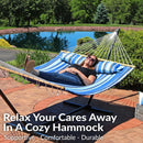 Sunnydaze 2-Person Quilted Fabric Double Hammock with Pillow