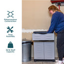 Sunnydaze Plastic Garage Storage Cabinet with Adjustable Shelf - 34.5"