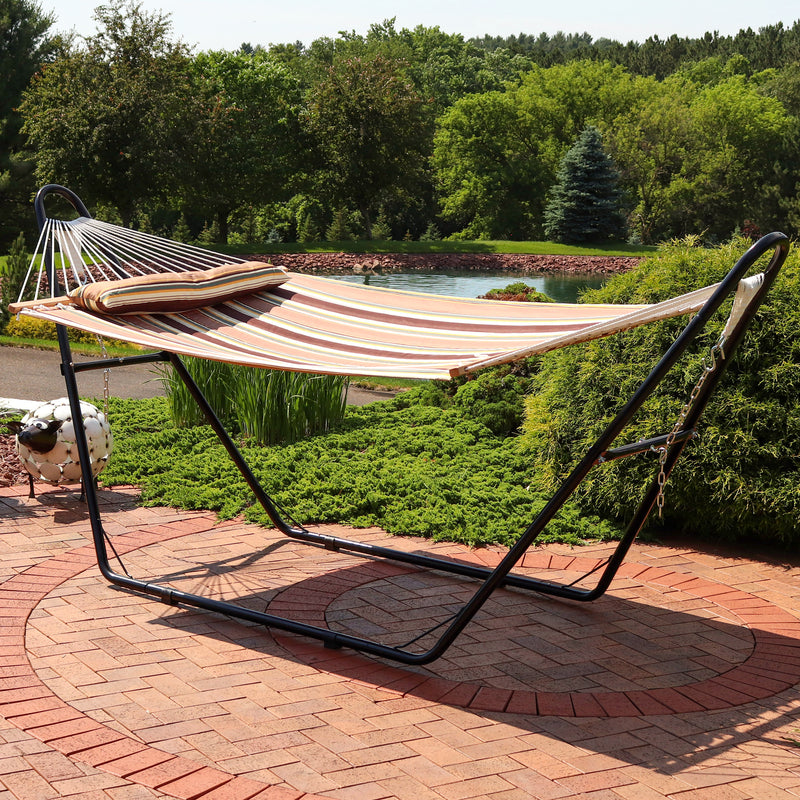 Sunnydaze Quilted 2-Person Hammock with Multi-Use Universal Stand