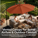 Sunnydaze 10 ft Offset Patio Umbrella with Base and Sandbag Weight