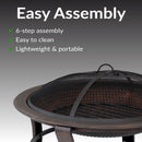 Sunnydaze Steel Elevated Outdoor Fire Pit Bowl with Spark Screen - 29"