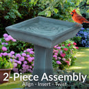 Sunnydaze Simply Square Modern Reinforced Concrete Bird Bath - 23"
