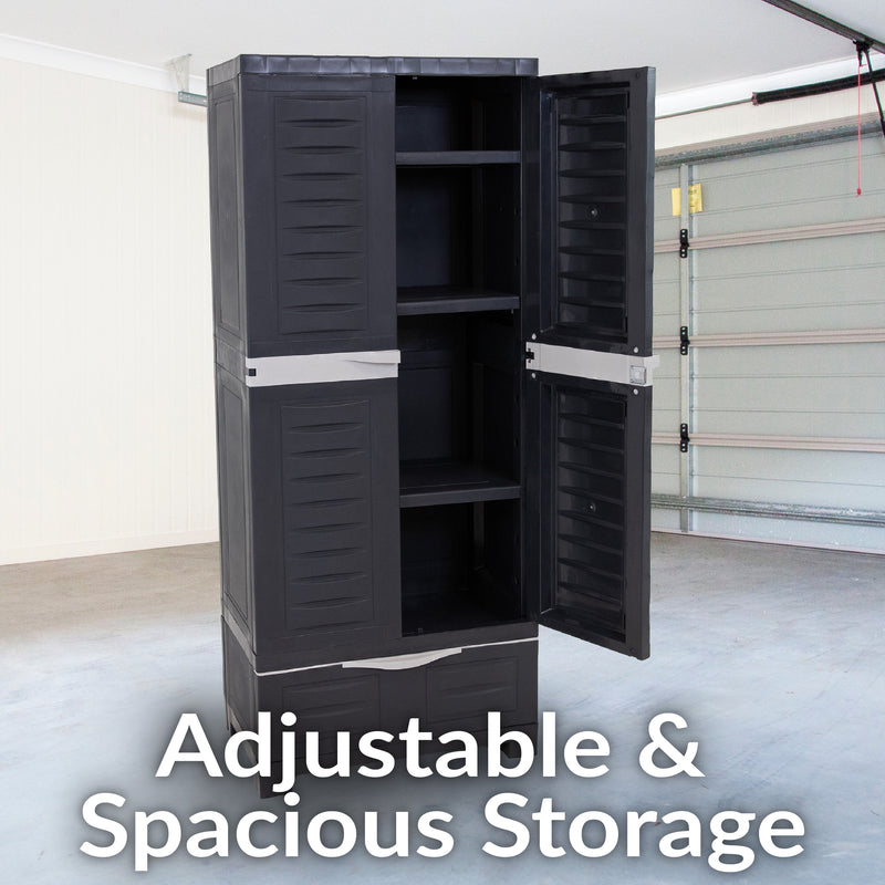 Sunnydaze 3-Shelf Plastic Lockable Storage Cabinet - 57.5"