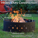Sunnydaze 36" Diamond Heavy-Duty Metal Campfire Ring - Black