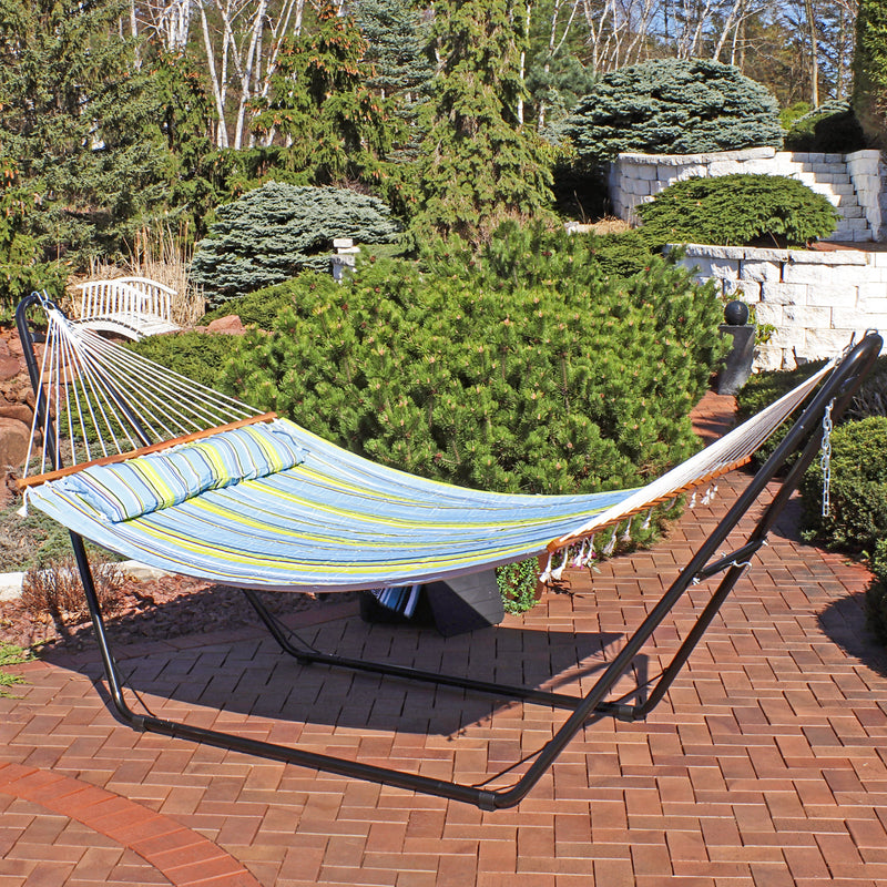 Sunnydaze Quilted 2-Person Hammock with Multi-Use Universal Stand