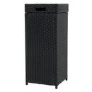 Sunnydaze Wicker Outdoor Trash Cans with Lids - Set of 2 - 26 Gal. and 15 Gal.