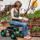 Sunnydaze Rolling Garden Cart with 360-Degree Swivel Seat and Tray