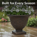 Sunnydaze Darcy Polyresin Outdoor Pedestal Planter Urn - 16"
