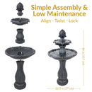 Sunnydaze 2-Tier Pineapple Solar Fountain with Battery Backup - 46" H