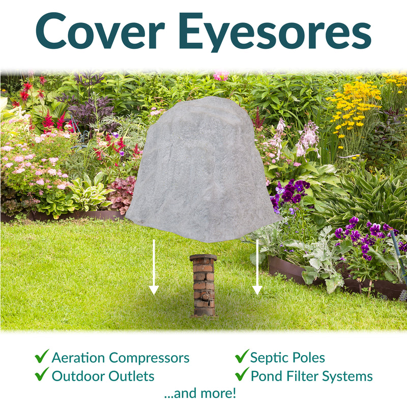 Sunnydaze Polyresin Landscape Rock Cover with Stakes