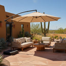 Sunnydaze 10 ft Offset Patio Umbrella with Base and Sandbag Weight