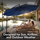 Sunnydaze 10 ft Offset Patio Umbrella with Base and Sandbag Weight