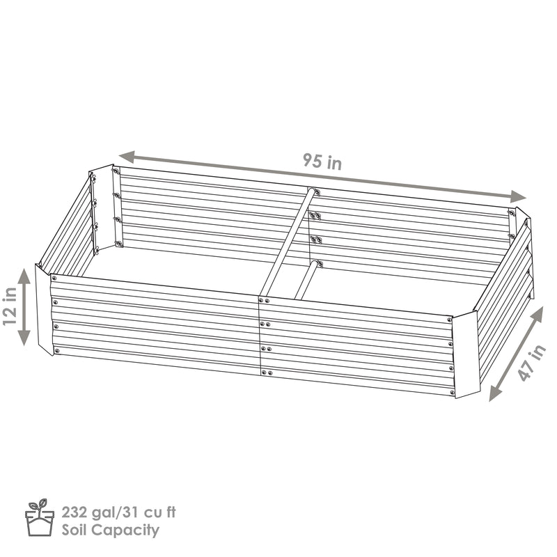 Sunnydaze Galvanized Steel Rectangle Raised Garden Bed
