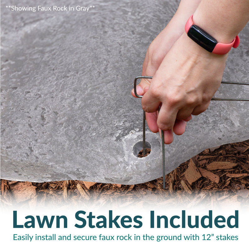 Sunnydaze Low-Profile Artificial Landscape Rock Cover with Stakes