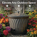 Sunnydaze Metal Garden Hose Holder Pot with Lid