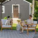 Sunnydaze Bodie Acacia Armchair with Cushions - Club Chair for Patio - Bone White Cushions