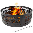 Sunnydaze 36" Four-Star Heavy-Duty Metal Campfire Ring - Black