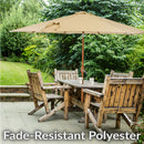 Sunnydaze 8.5 ft Solar Patio Umbrella with Faux Woodgrain Finish